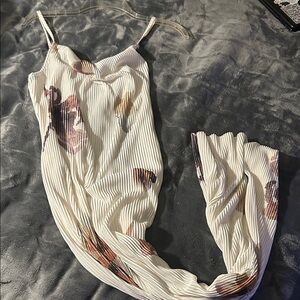 SHEIN White and Brown Floral Maxi Dress